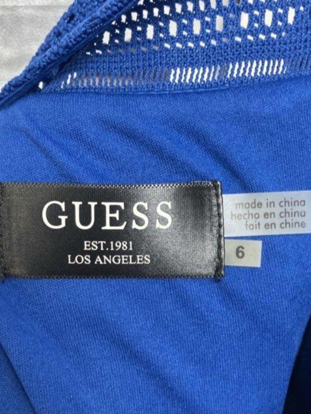 GUESS Royal Blue Ribbed Bodycon Dress - Size 6 - Picture 4 of 5